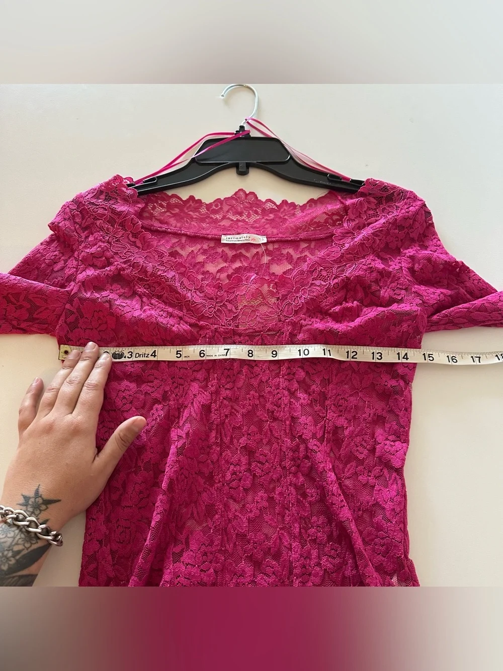 NEW Free People Intimately FP All Night Lace Long Sleeve Stranglove Pink Sheer S